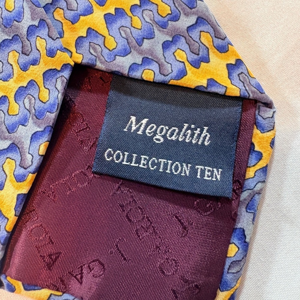 J. Garcia Silk Tie Mens One Size Megalith Collection Ten Abstract Geometric Blue - Picture 4 of 7